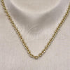 Oro Laminado Fancy Necklace, Gold Filled Style Puff Mariner Design, Polished, Golden Finish, 03.213.0233.24