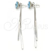 Rhodium Plated Long Earring, Flower Design, with Aquamarine Swarovski Crystals, Polished, Rhodium Finish, 02.239.0022.3