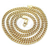 Oro Laminado Basic Necklace, Gold Filled Style Miami Cuban Design, Polished, Golden Finish, 04.63.1397.24