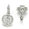 Sterling Silver Stud Earring, with White Cubic Zirconia, Polished, Rhodium Finish, 02.336.0044