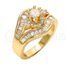 Gold Tone Multi Stone Ring, with White Cubic Zirconia, Polished, Golden Finish, 01.199.0008.07.GT (Size 7)