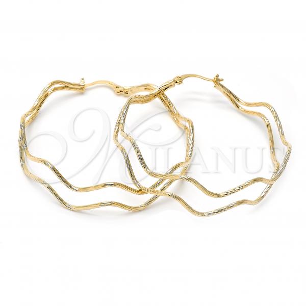 Oro Laminado Large Hoop, Gold Filled Style Diamond Cutting Finish, Golden Finish, 5.145.031