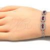 Sterling Silver Fancy Bracelet, with Ruby Cubic Zirconia and White Micro Pave, Polished, Rhodium Finish, 03.286.0013.1.07