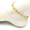 Oro Laminado Fancy Anklet, Gold Filled Style Moon and Star Design, with Multicolor Crystal, Polished, Golden Finish, 03.386.0001.10