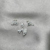 Sterling Silver Earring and Pendant Adult Set, Dolphin Design, with White Crystal, Polished, Silver Finish, 10.406.0001