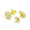 Sterling Silver Stud Earring, Flower Design, with White Cubic Zirconia, Polished, Golden Finish, 02.369.0023.2