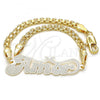 Oro Laminado Fancy Bracelet, Gold Filled Style Nameplate Design, Polished, Golden Finish, 03.63.1978.08