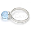 Rhodium Plated Multi Stone Ring, Ball Design, with Aquamarine Swarovski Crystals, Polished, Rhodium Finish, 01.239.0006.3 (One size fits all)
