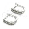 Sterling Silver Huggie Hoop, with White Micro Pave, Polished, Rhodium Finish, 02.175.0044.15
