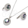 Sterling Silver Earring and Pendant Adult Set, with  Cubic Zirconia and White Micro Pave, Polished, Rhodium Finish, 10.186.0021