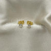 Oro Laminado Stud Earring, Gold Filled Style with White Cubic Zirconia, Polished, Golden Finish, 5.128.016