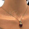 Oro Laminado Pendant Necklace, Gold Filled Style Heart Design, with Siam and Aurore Boreale Swarovski Crystals, Polished, Golden Finish, 04.239.0044.3.18
