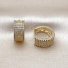 Oro Laminado Huggie Hoop, Gold Filled Style with White Micro Pave, Polished, Golden Finish, 02.283.0286.15