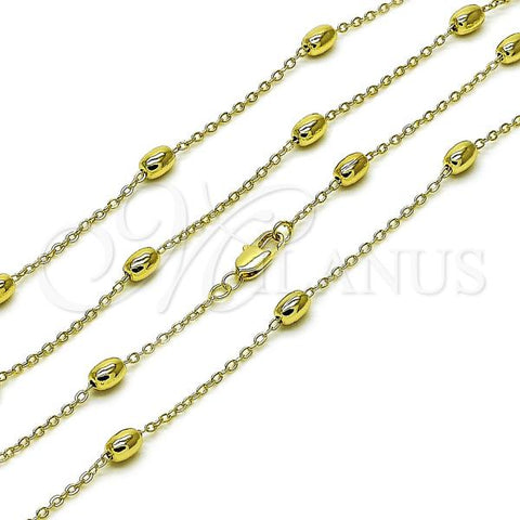 Oro Laminado Basic Necklace, Gold Filled Style Rolo and Ball Design, Polished, Golden Finish, 04.213.0281.22