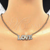 Oro Laminado Pendant Necklace, Gold Filled Style Nameplate and Love Design, Polished, Tricolor, 04.63.1386.1.18