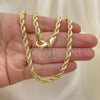 Oro Laminado Basic Necklace, Gold Filled Style Rope Design, Polished, Golden Finish, 04.213.0103.22