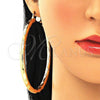 Oro Laminado Extra Large Hoop, Gold Filled Style Hollow Design, Diamond Cutting Finish, Golden Finish, 02.170.0309.80