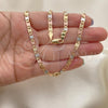 Oro Laminado Basic Necklace, Gold Filled Style Mariner Design, Diamond Cutting Finish, Tricolor, 04.65.0207.24