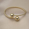 Oro Laminado Individual Bangle, Gold Filled Style Ball and Twist Design, Polished, Golden Finish, 07.93.0022