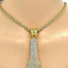 Gold Tone Pendant Necklace, Rope Design, with White Crystal, Polished, Golden Finish, 04.242.0003.30GT