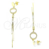 Sterling Silver Long Earring, with White Cubic Zirconia, Polished, Golden Finish, 02.186.0197.1
