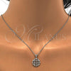 Sterling Silver Earring and Pendant Adult Set, with White Cubic Zirconia, Polished, Rhodium Finish, 10.175.0044