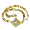 Oro Laminado Fancy Bracelet, Gold Filled Style Love Knot Design, with White Micro Pave, Polished, Golden Finish, 03.156.0025.08