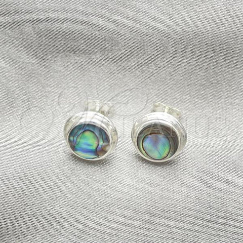 Sterling Silver Stud Earring, Ball Design, with Volcano Opal, Polished, Silver Finish, 02.410.0002.2