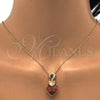 Oro Laminado Pendant Necklace, Gold Filled Style Heart Design, with Copper and Aurore Boreale Swarovski Crystals, Polished, Golden Finish, 04.239.0044.6.18