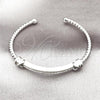 Rhodium Plated Individual Bangle, with White Cubic Zirconia, Polished, Rhodium Finish, 07.60.0015.1