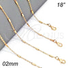 Oro Laminado Basic Necklace, Gold Filled Style Polished, Golden Finish, 04.318.0004.18