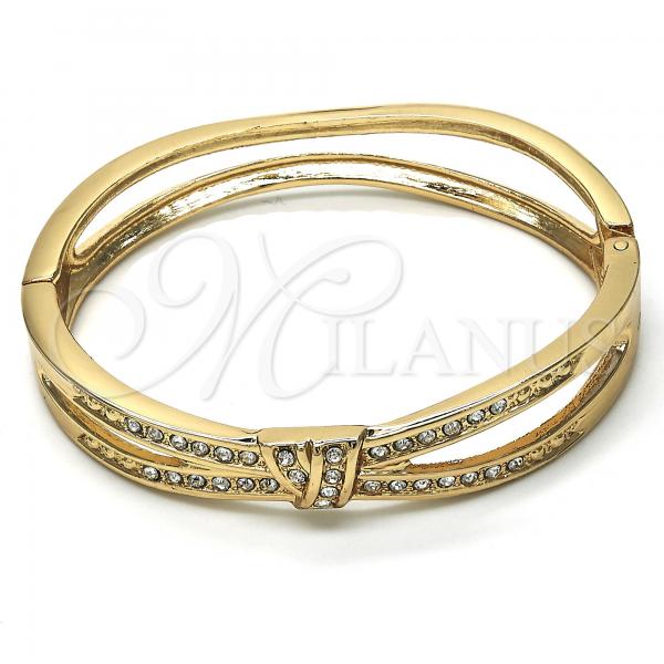 Oro Laminado Individual Bangle, Gold Filled Style with White Crystal, Polished, Golden Finish, 07.307.0003.05 (10 MM Thickness, Size 5 - 2.50 Diameter)