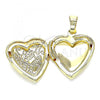 Oro Laminado Locket Pendant, Gold Filled Style Heart and Flower Design, Polished, Golden Finish, 05.117.0002