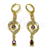 Oro Laminado Long Earring, Gold Filled Style Teardrop Design, with Multicolor and White Cubic Zirconia, Polished, Golden Finish, 02.323.0102
