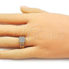 Oro Laminado Multi Stone Ring, Gold Filled Style with White Micro Pave, Polished, Golden Finish, 01.266.0056