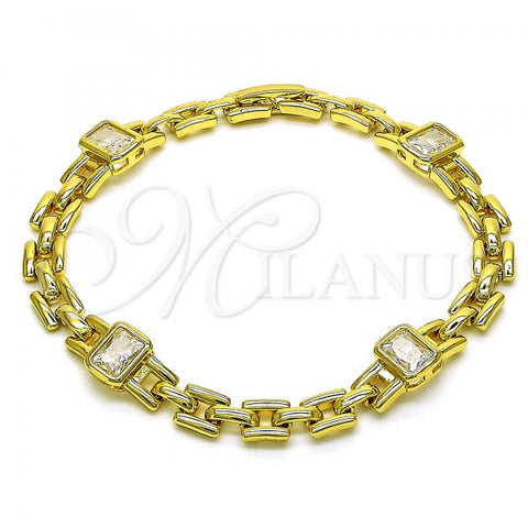 Oro Laminado Fancy Bracelet, Gold Filled Style with White Cubic Zirconia, Polished, Golden Finish, 03.341.0202.08