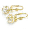 Oro Laminado Dangle Earring, Gold Filled Style Ball Design, with White Cubic Zirconia, Polished, Golden Finish, 5.123.021