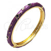 Oro Laminado Individual Bangle, Gold Filled Style Star and Moon Design, Purple Enamel Finish, Golden Finish, 07.246.0005.05 (07 MM Thickness, Size 5 - 2.50 Diameter)