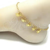 Oro Laminado Charm Anklet , Gold Filled Style Butterfly Design, Diamond Cutting Finish, Golden Finish, 03.63.2195.10