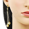 Oro Laminado Long Earring, Gold Filled Style Ball Design, with  Cubic Zirconia, Golden Finish, 5.074.003