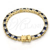 Oro Laminado Tennis Bracelet, Gold Filled Style with Sapphire Blue and White Cubic Zirconia, Polished, Golden Finish, 03.210.0079.3.08