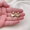 Oro Laminado Stud Earring, Gold Filled Style Heart and Ball Design, Polished, Golden Finish, 02.156.0668