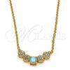 Oro Laminado Pendant Necklace, Gold Filled Style with Aqua Blue and White Cubic Zirconia, Polished, Golden Finish, 04.213.0035.2.16