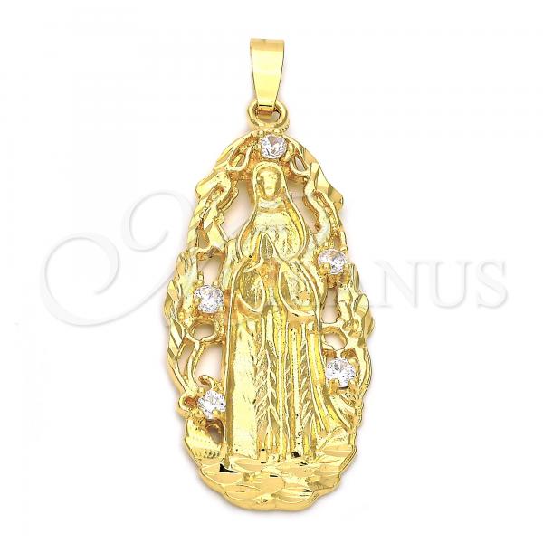 Oro Laminado Religious Pendant, Gold Filled Style Guadalupe Design, with  Cubic Zirconia, Diamond Cutting Finish, Golden Finish, 5.185.009