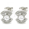 Sterling Silver Stud Earring, with White Cubic Zirconia, Polished, Rhodium Finish, 02.369.0006