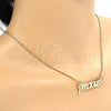 Oro Laminado Pendant Necklace, Gold Filled Style Nameplate Design, Polished, Golden Finish, 04.106.0024.20