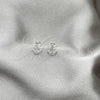 Sterling Silver Stud Earring, Anchor Design, with White Crystal, Polished, Silver Finish, 02.406.0024