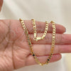 Oro Laminado Basic Necklace, Gold Filled Style Figaro Design, Polished, Golden Finish, 04.319.0004.22