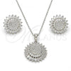 Sterling Silver Earring and Pendant Adult Set, with White Cubic Zirconia, Polished, Rhodium Finish, 10.286.0002