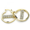 Oro Laminado Small Hoop, Gold Filled Style with White Crystal, Polished, Golden Finish, 02.122.0097.25